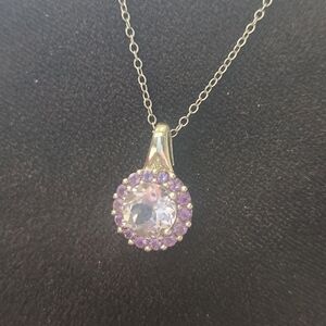 Elegant Purple and Silver Pendant Necklace